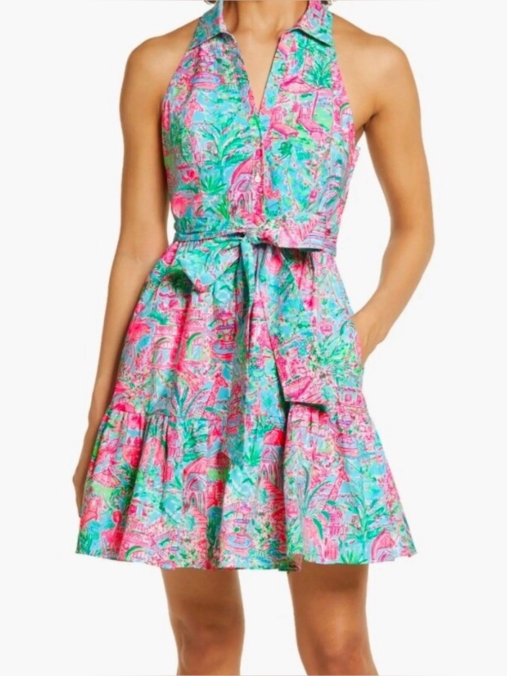 Lilly Pulitzer | Trisha Stretch Shirtdress in Bali Blue Spotted on Worth
